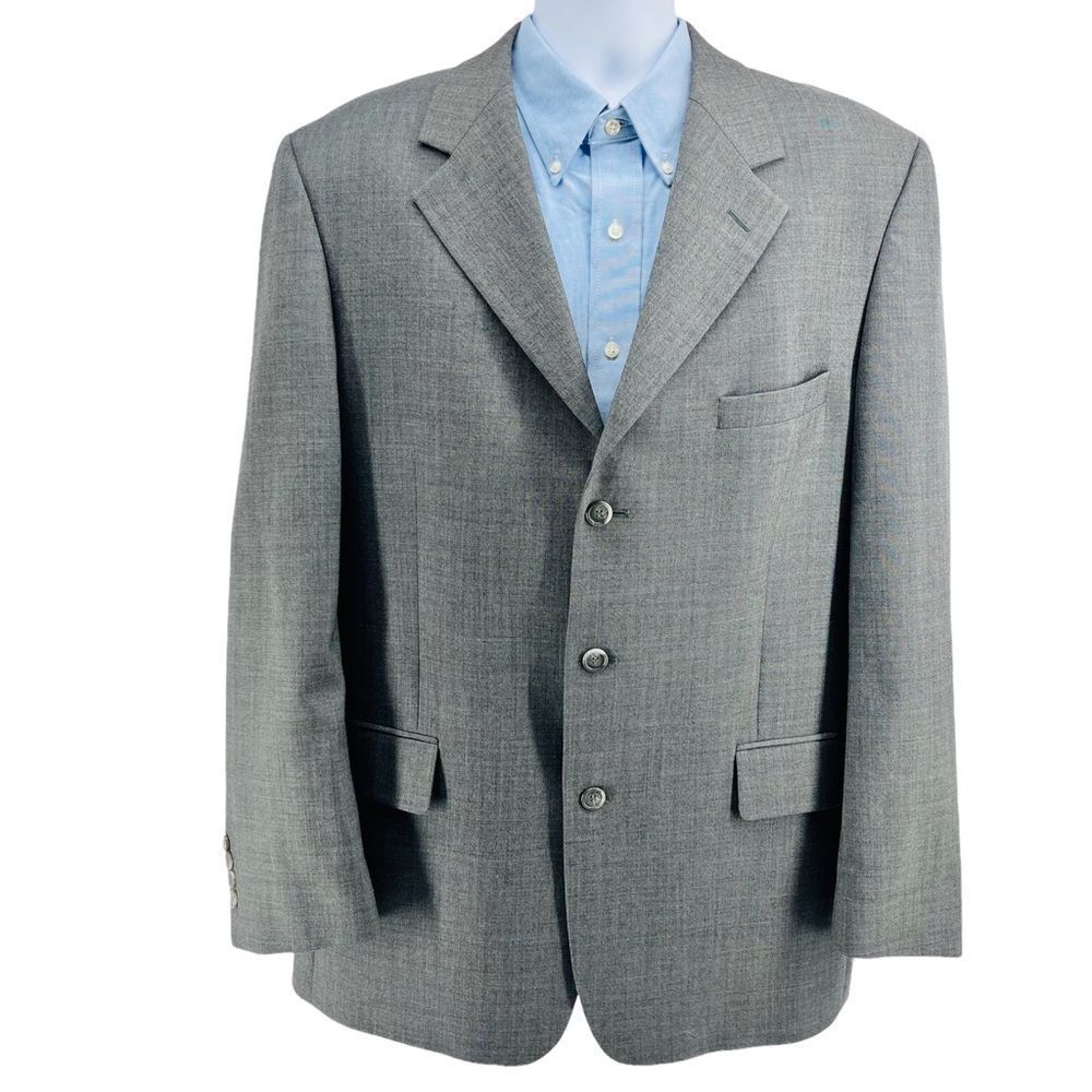 John Weitz Wool Sports Coat Three Button No Vent Full Lining 44L - Picture 2 of 11